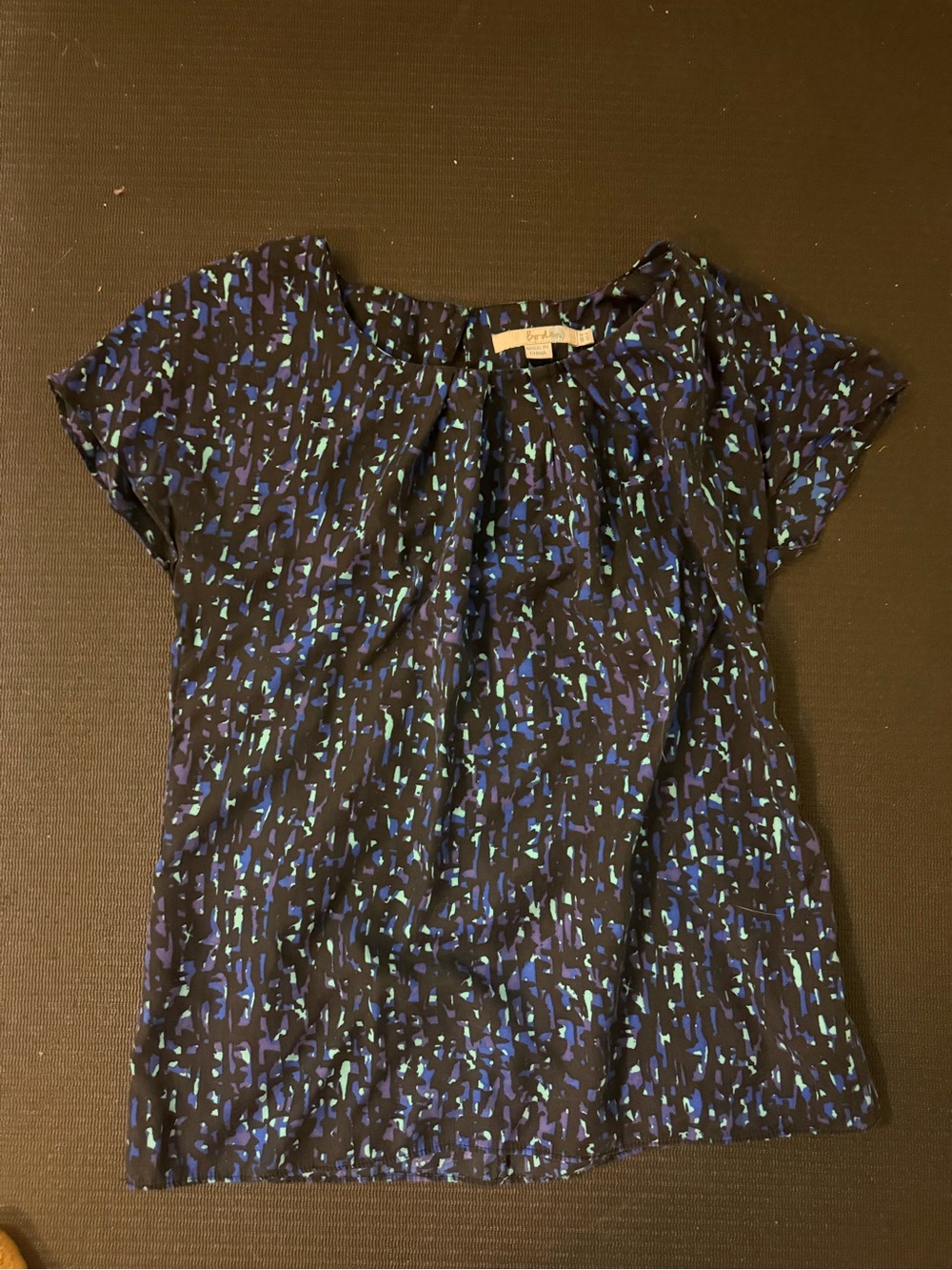 Boden Navy Black Abstract Cap-Sleeve Blouse